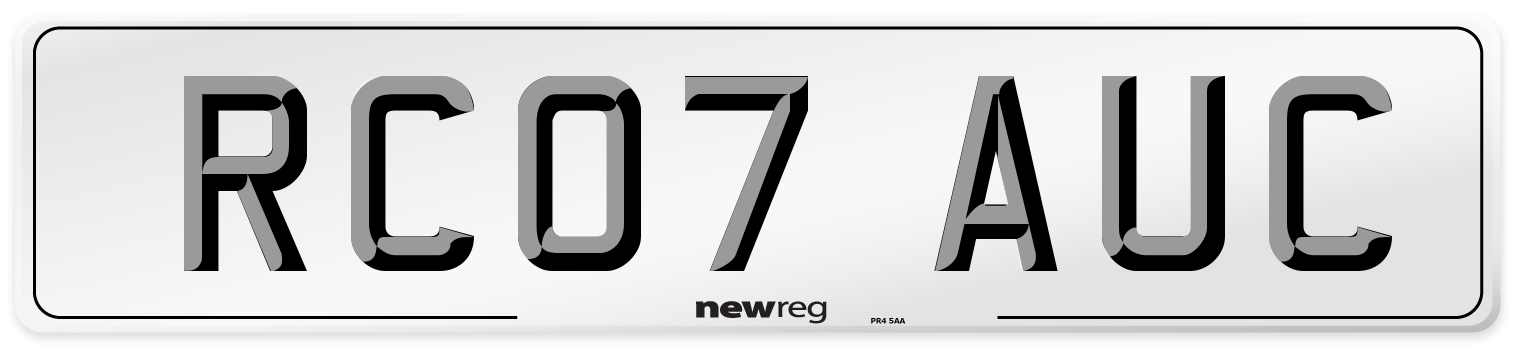 RC07 AUC Number Plate from New Reg